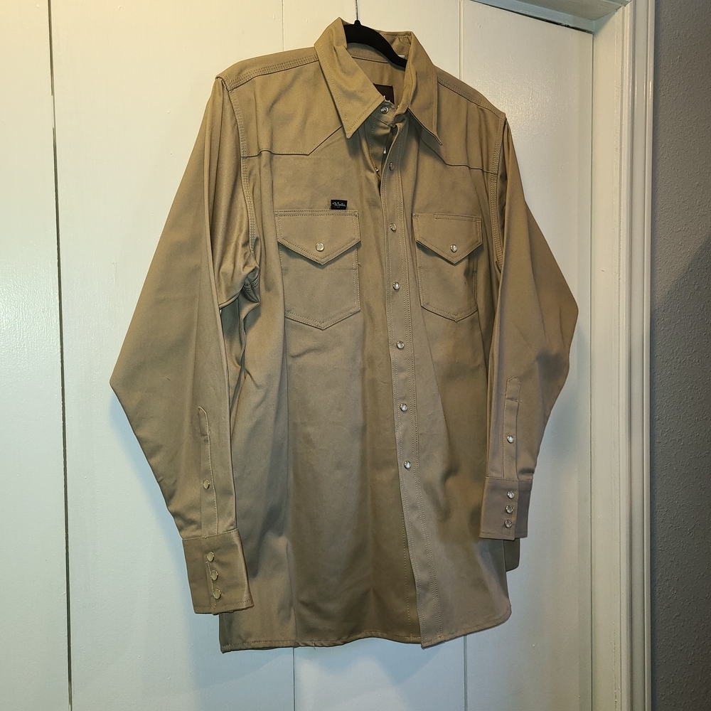 Walls Beige Long Sleeve Shirt Size 17 Long